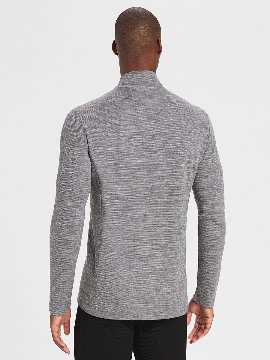 Men's half zip LS castor fog - Rewoolution