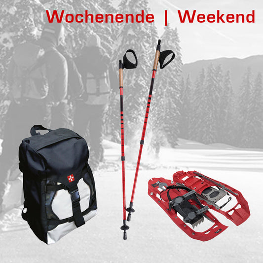 Wochenend-Miete Schneeschuhe und Stöcke inkl. Rucksack