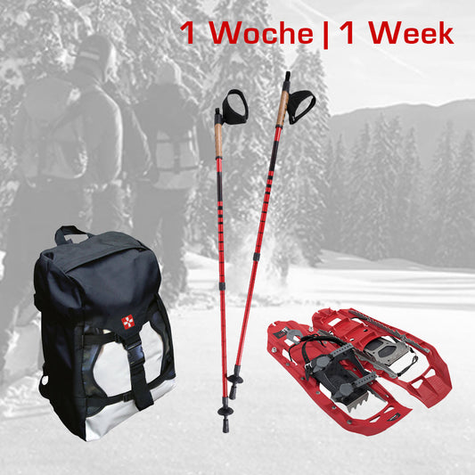 Wochenmiete Schneeschuhe und Stöcke inkl. Rucksack